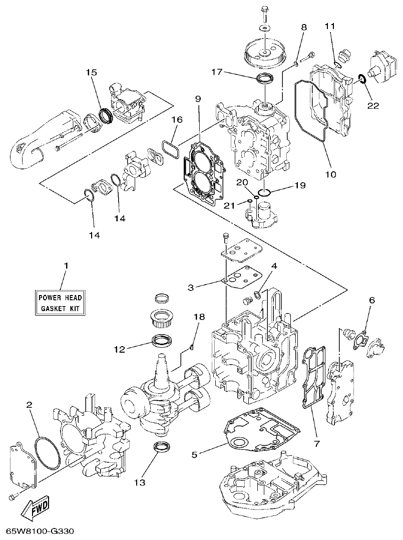 Yamaha F20A, F25A REPAIR KIT 1 parts diagram